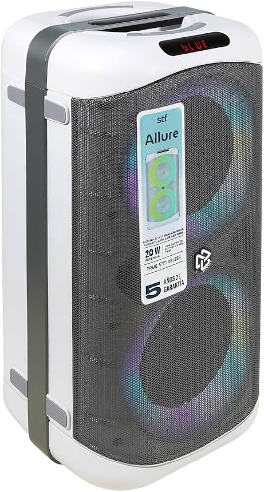 STF Bocina Portátil Allure, Bluetooth, Inalámbrico, USB-C, 20W, Blanco