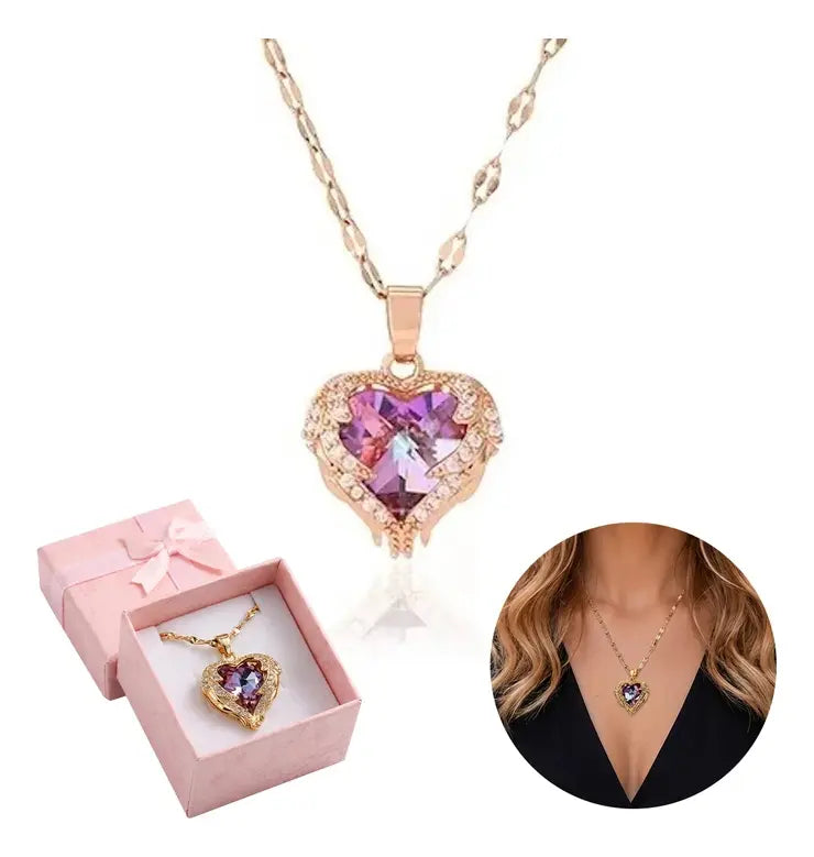 KRELVIXOS Dijes Para Mujer Collar Corazón Dijes cadena chapado en oro rosa zirconia cúbica Joyería moda mujeres novia Regalos de San Valentín Regalo Día la Madre, regalo para mamá