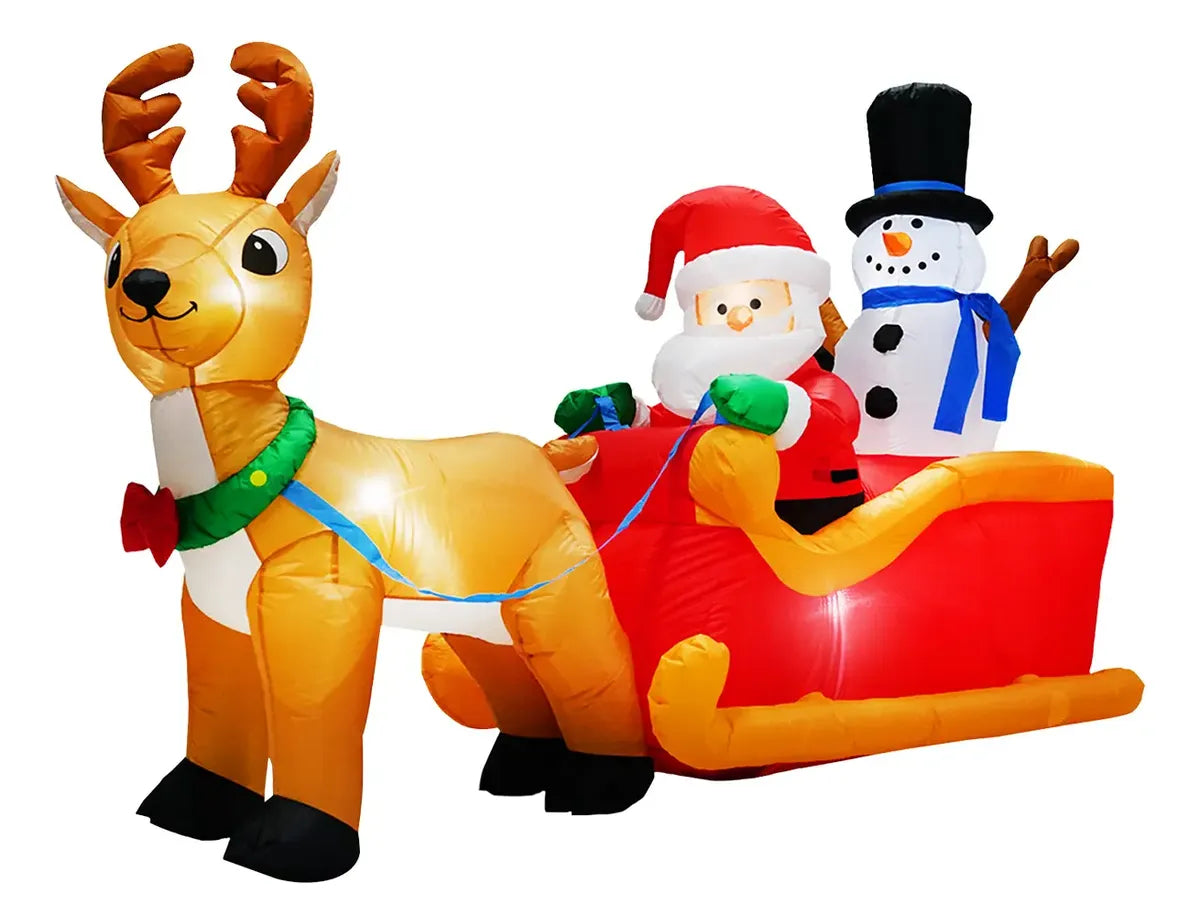 Inflable Navidad 2m Largo Trineo Inflable Santa Con Muñeco