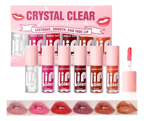 Set De 6 Aceites Para Labios Lip Glow Oil Gloss Hidratante Blanco