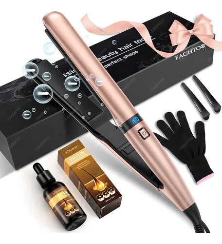 Plancha De Cabello Profesional De Cerámica FAGHTO® 2 En 1 Para Pelo Alaciadora Plancha De Cabello 160-230°c