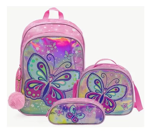 Mochila Escolar Para Niñas De Primaria Y Secundarias, Kits Mochila Escolar Con Lonchera Y Lapicera Impermeable Capacidad Grande 4 En 1