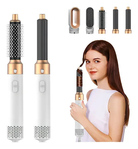 Novaka 5en1 Multifunción Peine Alisador Y Rizador De Aire Caliente Blanco