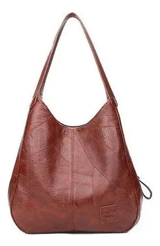 Bolso Cuero Suave Con Múltiples Compartimentos