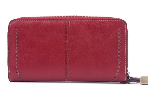 Cartera Mujer Cuero Gran Capacidad Monederos Para Dama Color Rojo