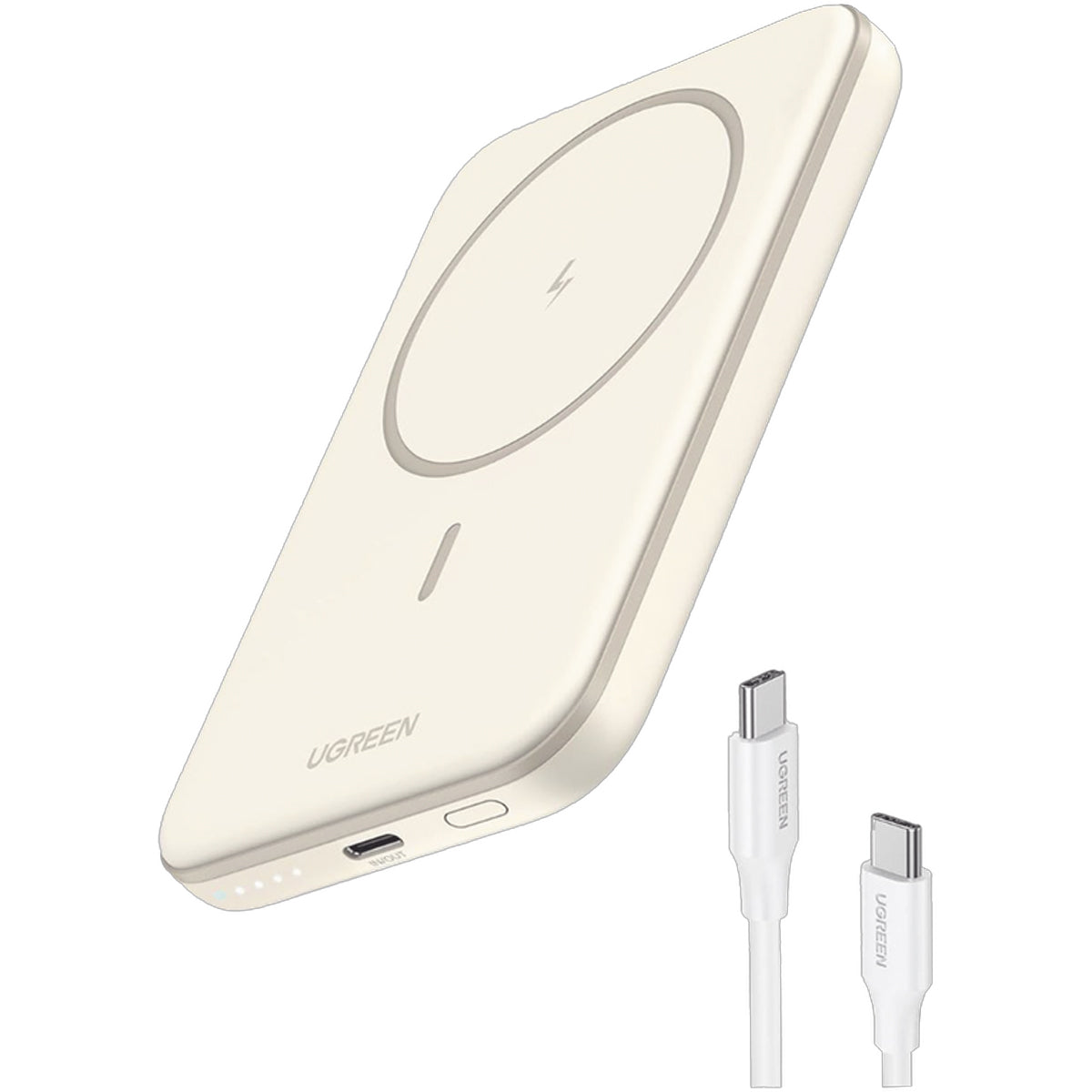 Cargador Portátil Ugreen Power Bank 25208B, 10.000mAh, Crema