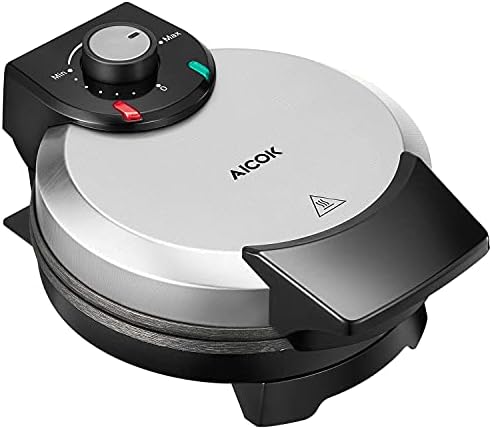 Aicok Waflera SW-295, 4 Rebanadas, 1080W, Negro/Acero Inoxidable