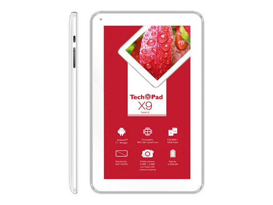 Tablet TechPad X9 9'', 16GB, Android 6.0 Marshmallow, Blanco