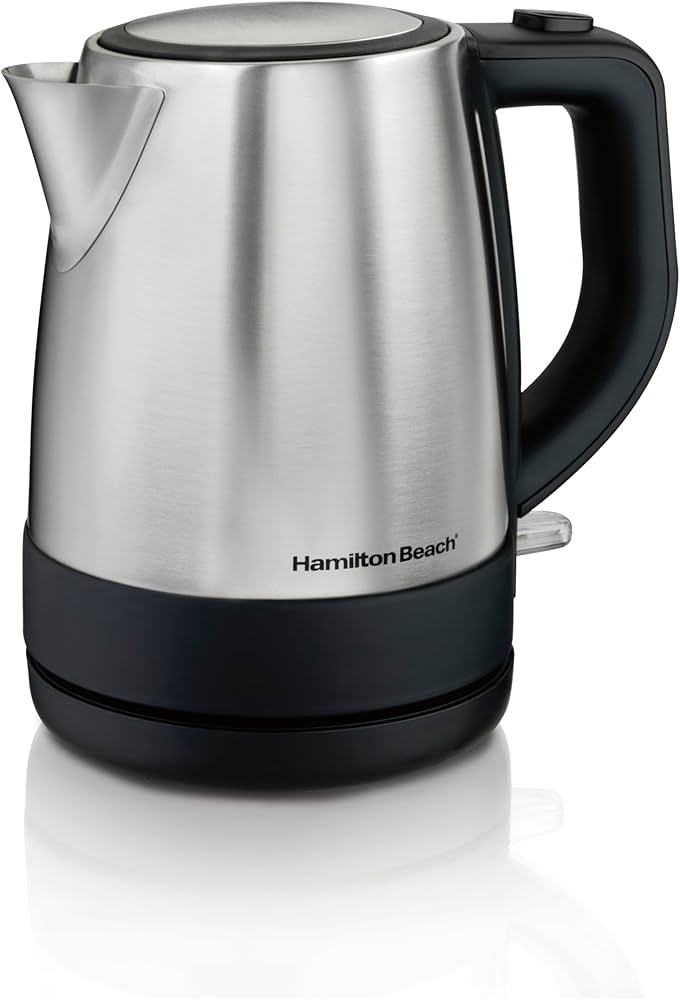 ?Hamilton Beach Hervidor de Agua 40998, 1 Litro, 1500W, Negro/Acero