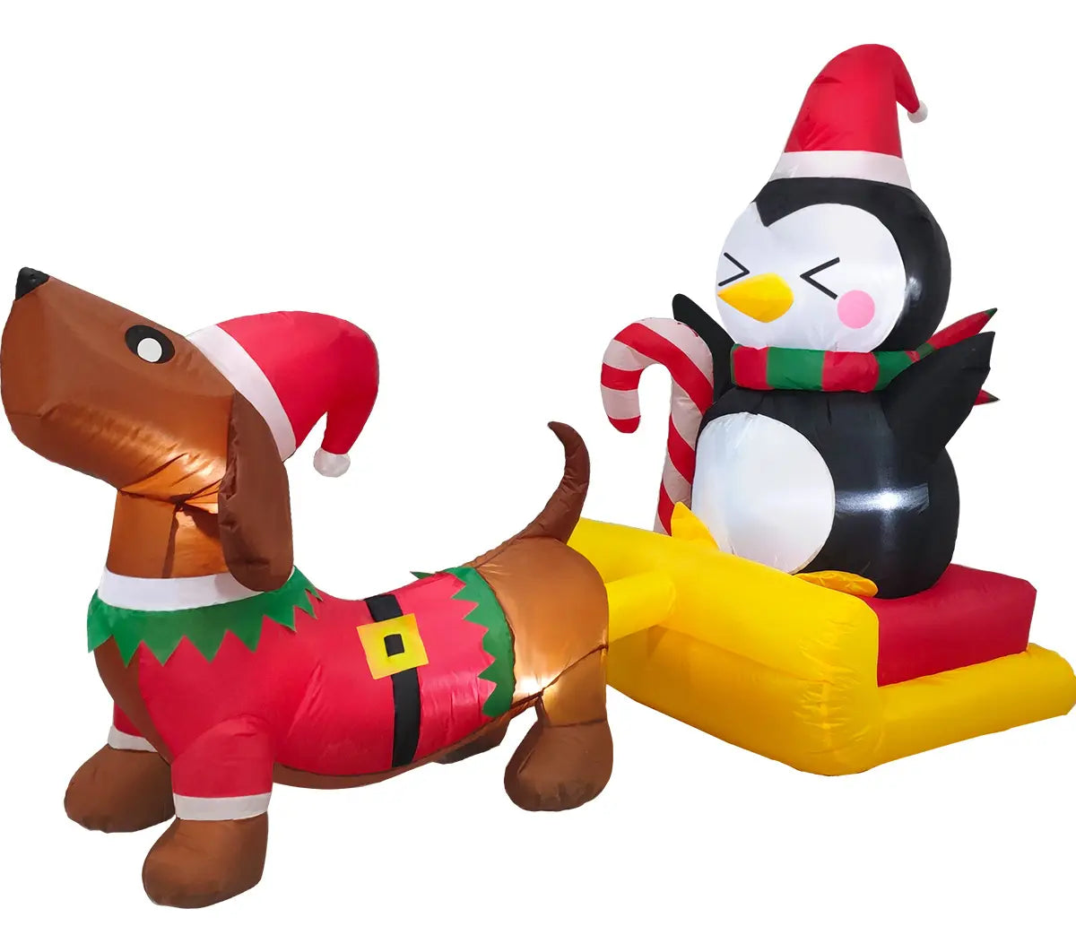 Inflable Navidad 1.8m Largo Trineo Inflable Perro Pingüino