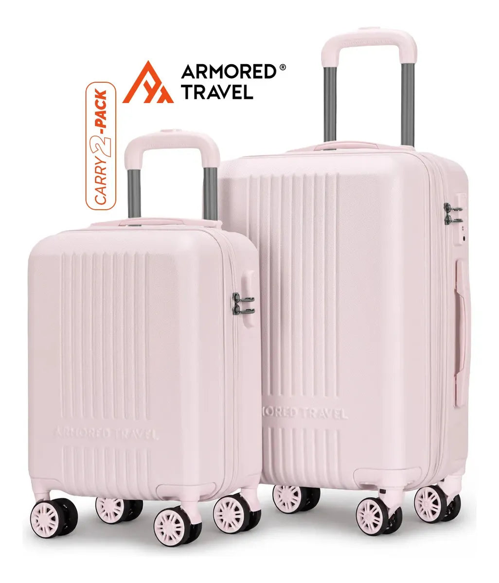 Maletas De Viaje Carry-on De Mano Cabina 10kg 20 + 16p Rígida Set De Viaje 2 Pack Bella Rosa Abs Doble Calibre Con Cierre Expandible, Llantas Desmontables Y Candado Seguridad Tsa Lock Armored Travel