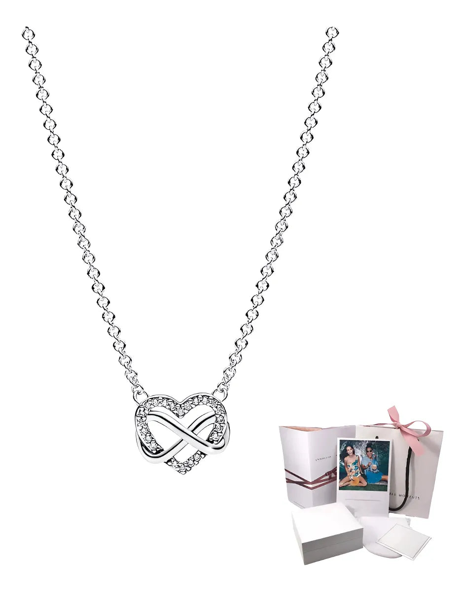 Collar Infinito Brillante Plata 925. Pandora + Kit