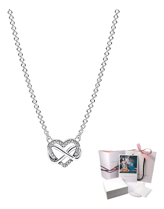 Collar Infinito Brillante Plata 925. Pandora + Kit
