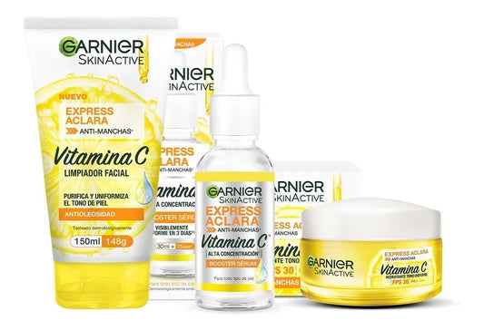 Kit Garnier Express Aclara Rutina Anti Manchas con Vitamina C
