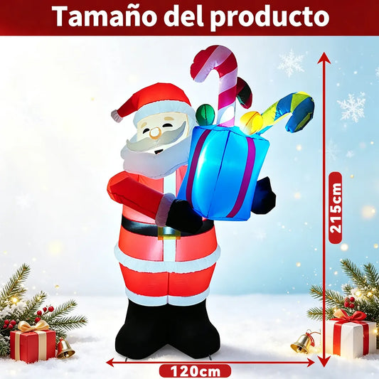 2.1m Inflable Navidad Papá Noel Y Regalo Navideño Decoración