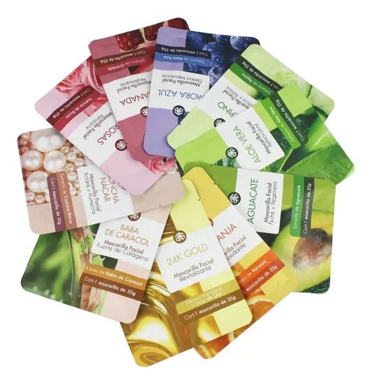 Set 10 Mascarilla Facial Frutal Hidratante Cuidado Piel Tipo De Piel Mixta