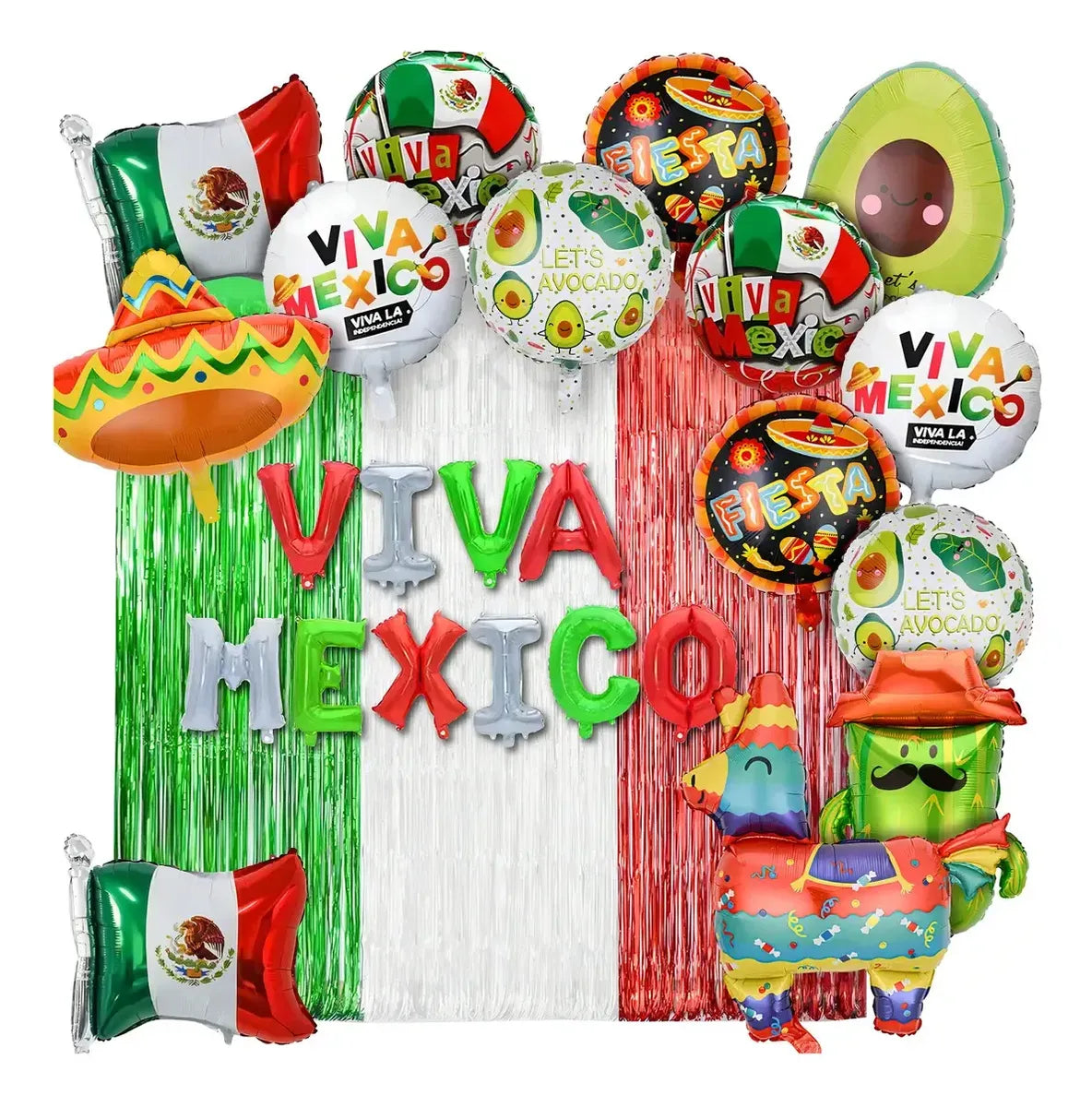 Kit 24 Globos Fiesta Mexicanadecoracion Viva Mexico Fiest