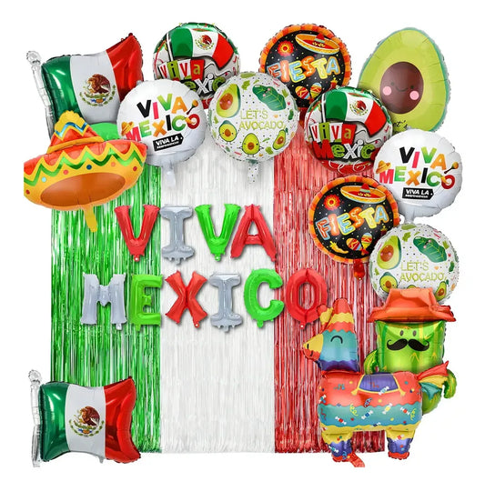 Kit 24 Globos Fiesta Mexicanadecoracion Viva Mexico Fiest