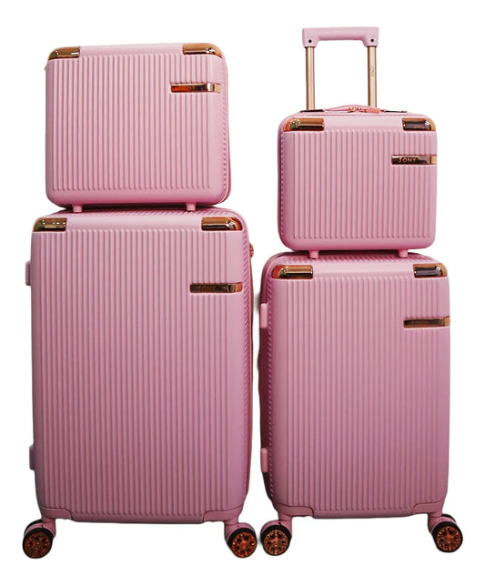 Set 4 Maletas De Viaje Grande 20 Y 10 Kgs Candado Tsa Ruedas Rosa 035 5