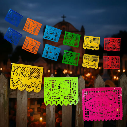 Papel Picado Plástico Día De Muertos Ashpel 10 Tiras 5m 50 M