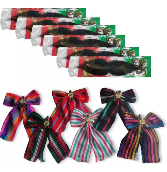 Kit 12 Moños Y 12 Bigotes Fiestas Patrias 15 De Septiembre