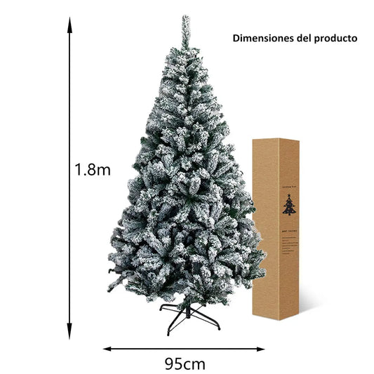 Árbol De Navidad Nevado Pino Artificial 180 Cm Cm-top Decoración Navideña Interior Y Exterior Con Soporte Metal