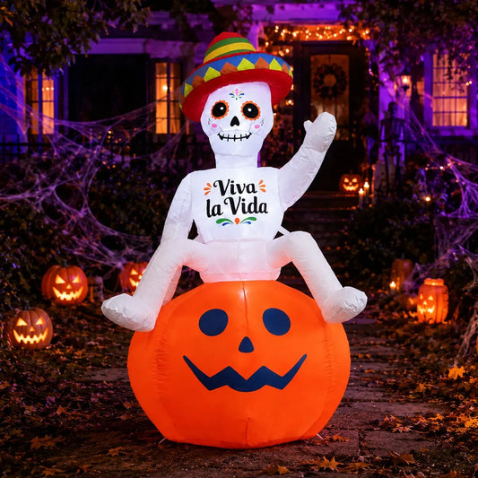 155cm Inflable Halloween Calabaza Calavera Decor Exterior