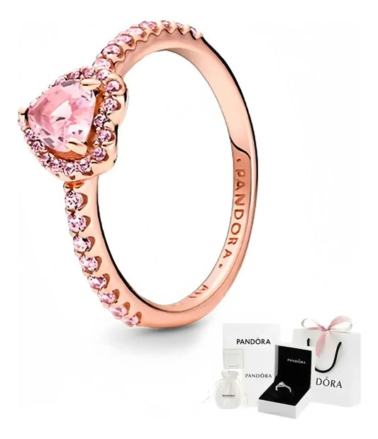 Anillo Para Pandora Corazón Relieve Rosa Incluye Kit De Color Talla 54