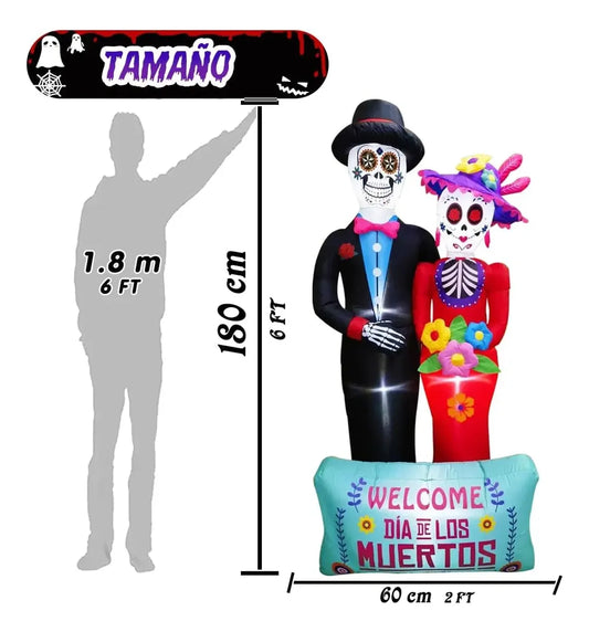 2.1m Decoración Inflable De Halloween Día De Los Muertos Led