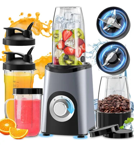 Licuadora eléctrica portátil profesional Fichaiy, capacidad de 1900 ml, hoja de acero inoxidable,