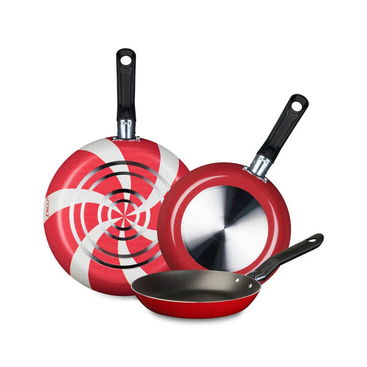 Ekco Juego de Sartenes, 3 Piezas, Antiadherente, Aluminio, Rojo/Blanco