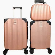 Kit Maleta Para 10 Y 8 Kg + Neceser Sin Documentar Ligera Rosa Rayas