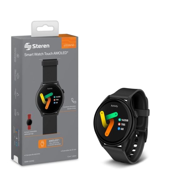 Steren Smartwatch SMW-500, AMOLED, Android, Negro - Resistente al Agua