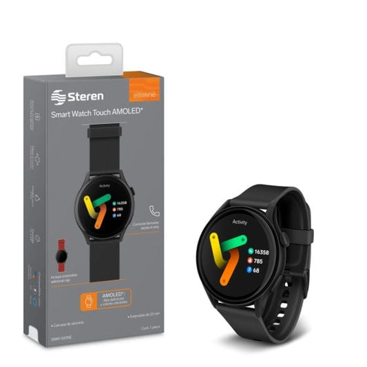 Steren Smartwatch SMW-500, AMOLED, Android, Negro - Resistente al Agua